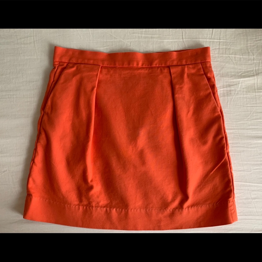 Gap Orange Pleated Mini Skirt w/ Pockets! Size 6P